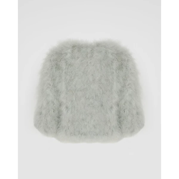 Yves Salomon Short Feather Jacket in Grey | Jackets | Coveti