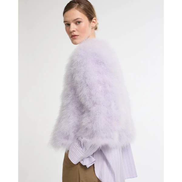 Yves Salomon Short Feather Jacket in Purple | Jackets | Coveti