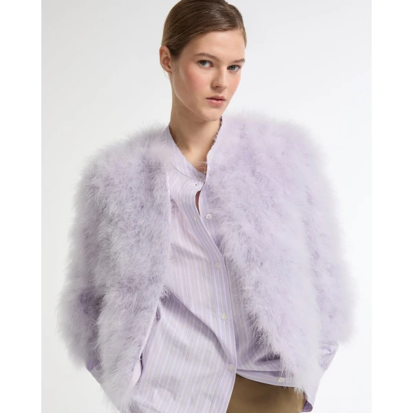 Yves Salomon Short Feather Jacket in Purple | Jackets | Coveti