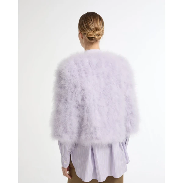 Yves Salomon Short Feather Jacket in Purple | Jackets | Coveti