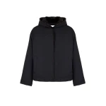 Yves Salomon Short Hooded Down Jacket with Mink Fur Lining in Black | Jackets | Coveti