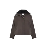 Yves Salomon Short Hooded Waterproof Parka with Lambskin Shearling in Dark Brown | Jackets | Coveti