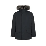 Yves Salomon Short Iconic Waterproof Cotton Parka with Fox and Rabbit Fur in Black | Men Jackets | Coveti