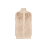 Yves Salomon Short Knitted Merino and Mink Gilet in Beige | Women | Coveti