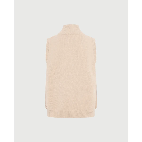 Yves Salomon Short Knitted Merino and Mink Gilet in Beige | Vests | Coveti