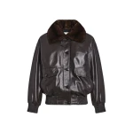 Yves Salomon Short Lambskin Leather Jacket with Detachable Mink Fur Collar in Brown | Leather Jackets | Coveti