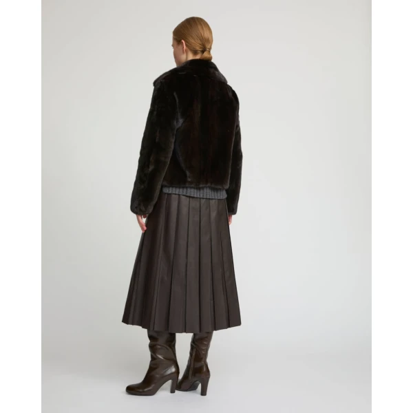 Yves Salomon Short Long-Haired Mink Fur Jacket in Black | Mink Jacket | Coveti
