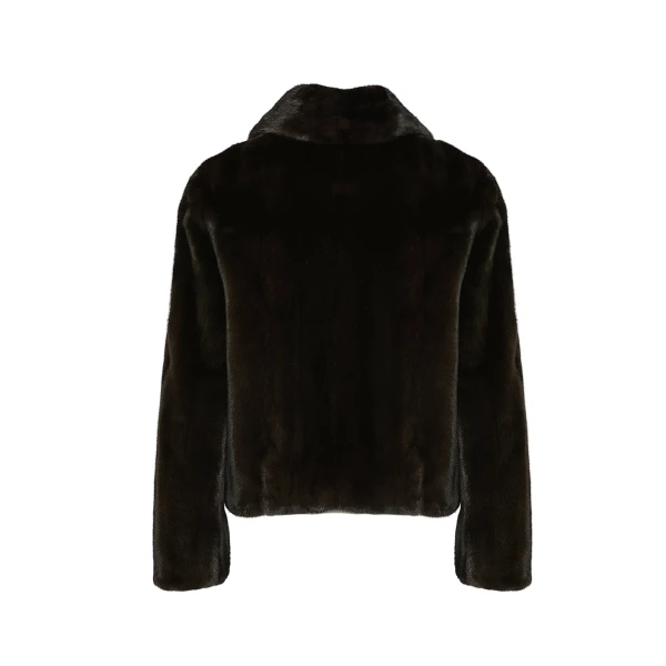 Short Long-Haired Mink Fur Jacket in Black