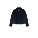 Yves Salomon Short Long-Haired Mink Fur Jacket in Blue | Women | Coveti