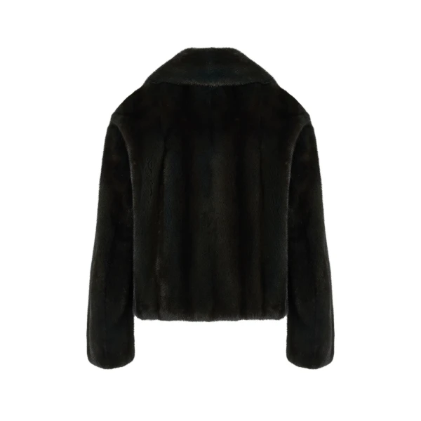 Short Long-Haired Mink Fur Jacket in Green