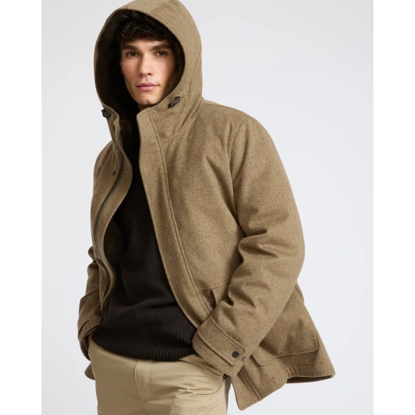 Yves Salomon Short Loro Piana Cashmere Parka with Long-Haired Mink Liner in Green | Men's Jackets | Coveti