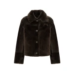 Yves Salomon Short Merino Lambskin Shearling Jacket in Brown | Women | Coveti