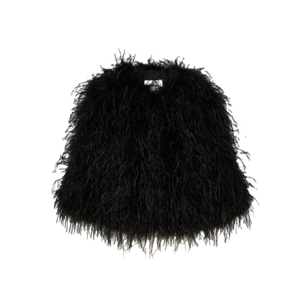 Yves Salomon Short Ostrich Feather Jacket in Black | Women | Coveti