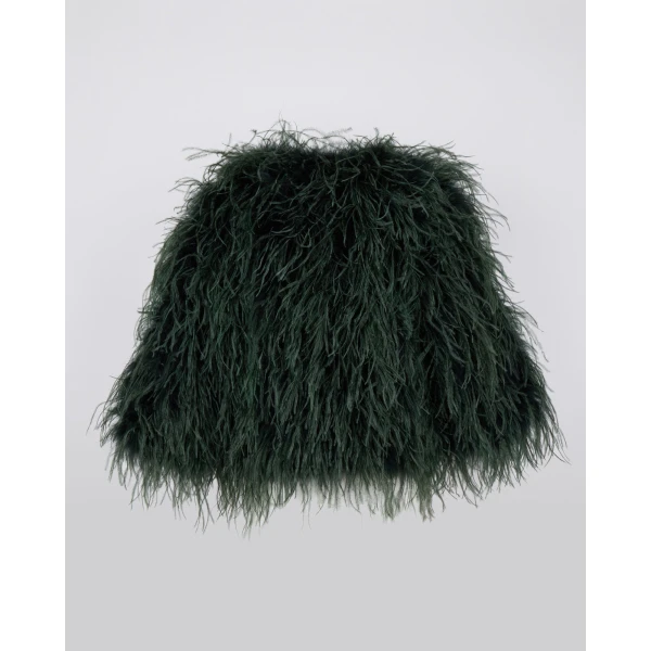 Yves Salomon Short Ostrich Feather Jacket in Dark Teal | Jackets | Coveti