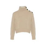 Yves Salomon Short Oversized Knitted Jumper in Beige | Women | Coveti