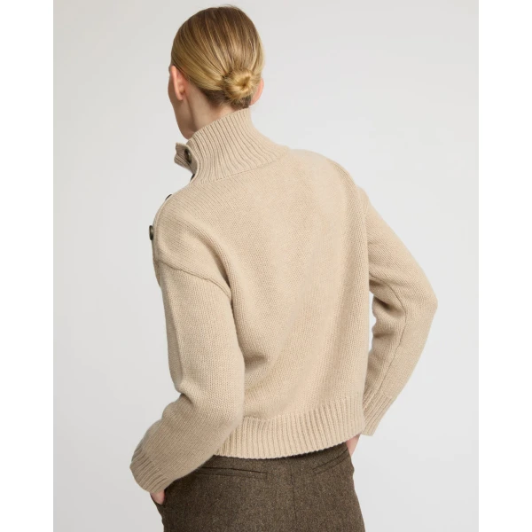 Yves Salomon Short Oversized Knitted Jumper in Beige | Sweaters | Coveti