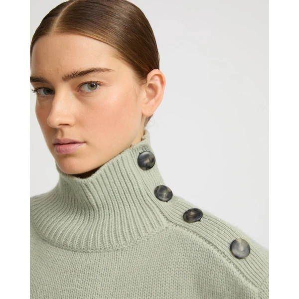 Yves Salomon Short Oversized Knitted Jumper in Light Green | Sweaters | Coveti