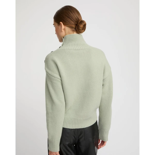 Yves Salomon Short Oversized Knitted Jumper in Light Green | Sweaters | Coveti