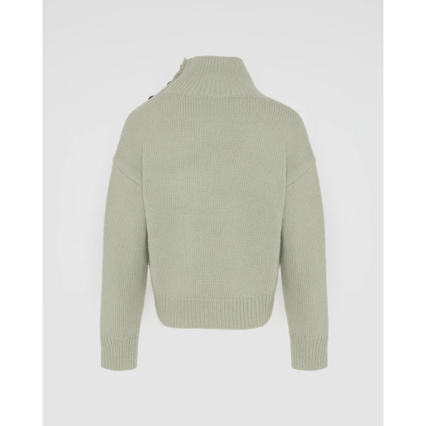 Yves Salomon Short Oversized Knitted Jumper in Light Green | Sweaters | Coveti