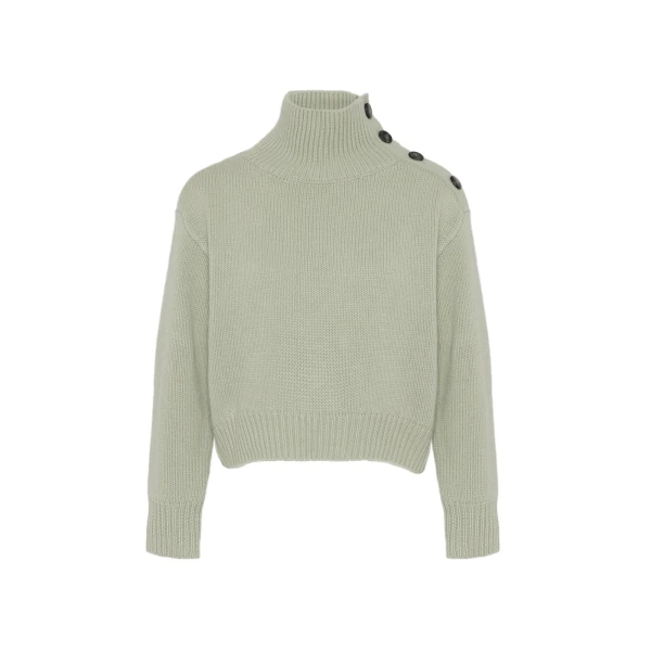 Short Oversized Knitted Jumper in Light Green