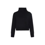Yves Salomon Short Oversized Knitted Sweater in Black | Women | Coveti
