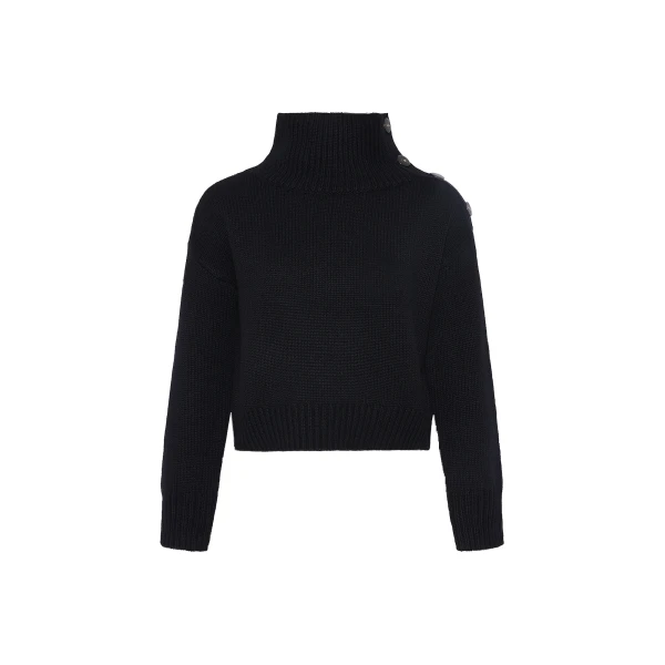 Yves Salomon Short Oversized Knitted Sweater in Black | Women | Coveti