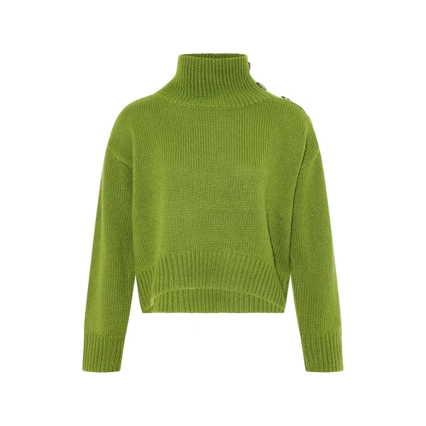 Yves Salomon Short Oversized Knitted Sweater in Green | Women | Coveti