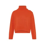 Yves Salomon Short Oversized Knitted Sweater in Red Orange | Women | Coveti
