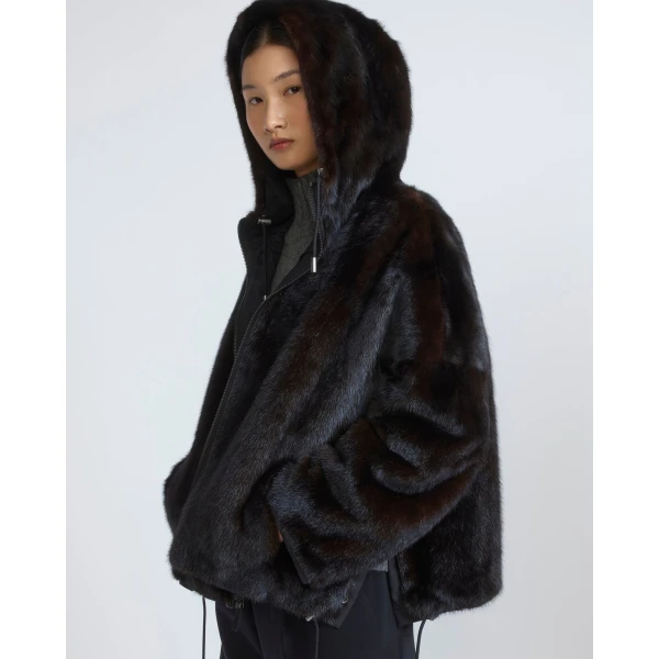 Yves Salomon Short Reversible Water-Repellent Jacket with Mink Fur in Black | Jackets | Coveti