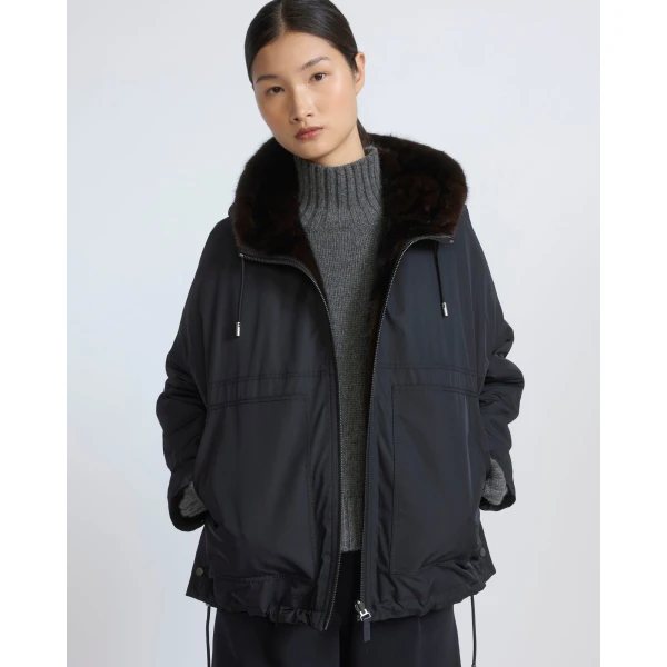 Yves Salomon Short Reversible Water-Repellent Jacket with Mink Fur in Black | Jackets | Coveti
