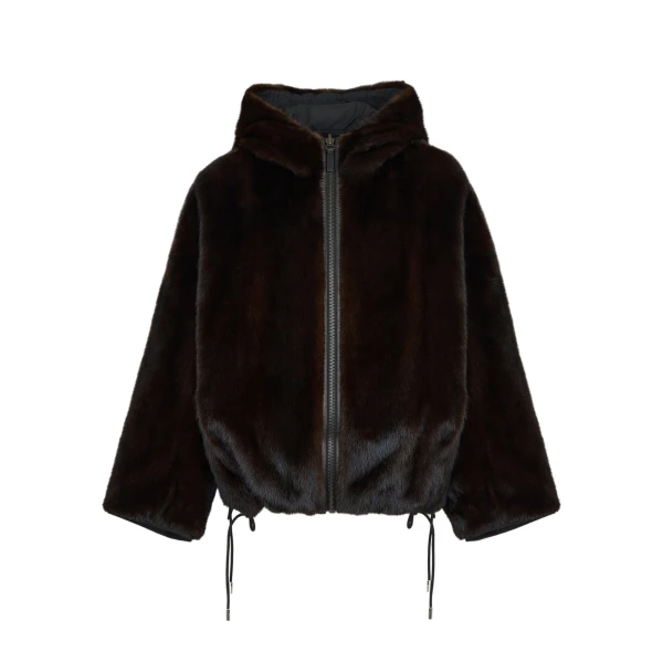 Yves Salomon Short Reversible Water-Repellent Jacket with Mink Fur in Black | Women | Coveti