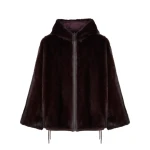 Yves Salomon Short Reversible Water-Repellent Jacket with Mink Fur in Deep Bordeaux | Women | Coveti