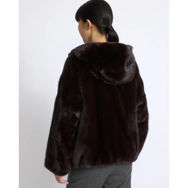 Yves Salomon Short Reversible Water-Repellent Jacket with Mink Fur in Deep Bordeaux | Jackets | Coveti