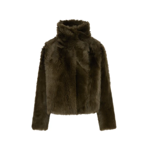 Short Toscana Lambskin Jacket in Khaki Green