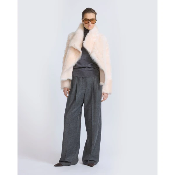 Yves Salomon Short Toscana Lambskin Jacket in Pink | Shearling Jackets | Coveti