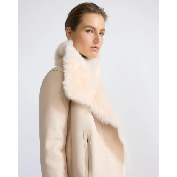 Yves Salomon Short Toscana Lambskin Jacket in Pink | Shearling Jackets | Coveti