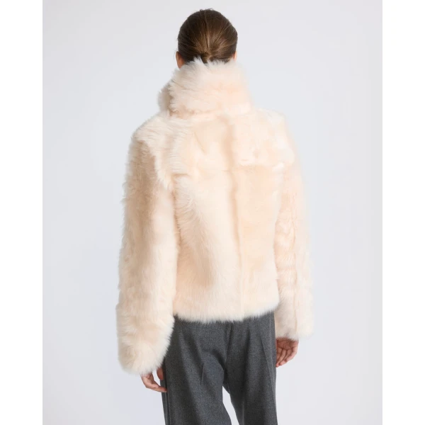 Yves Salomon Short Toscana Lambskin Jacket in Pink | Shearling Jackets | Coveti