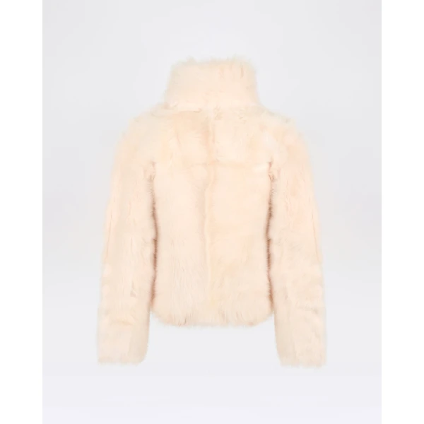 Yves Salomon Short Toscana Lambskin Jacket in Pink | Shearling Jackets | Coveti