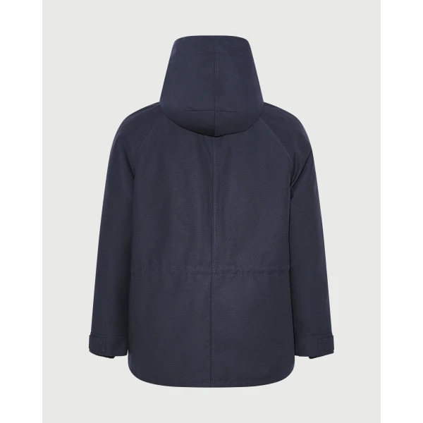 Yves Salomon Short Waterproof Wool Parka with Long-Haired Mink Liner in Navy | Men's Jackets | Coveti