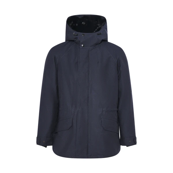 Yves Salomon Short Waterproof Wool Parka with Long-Haired Mink Liner in Navy | Men Jackets | Coveti