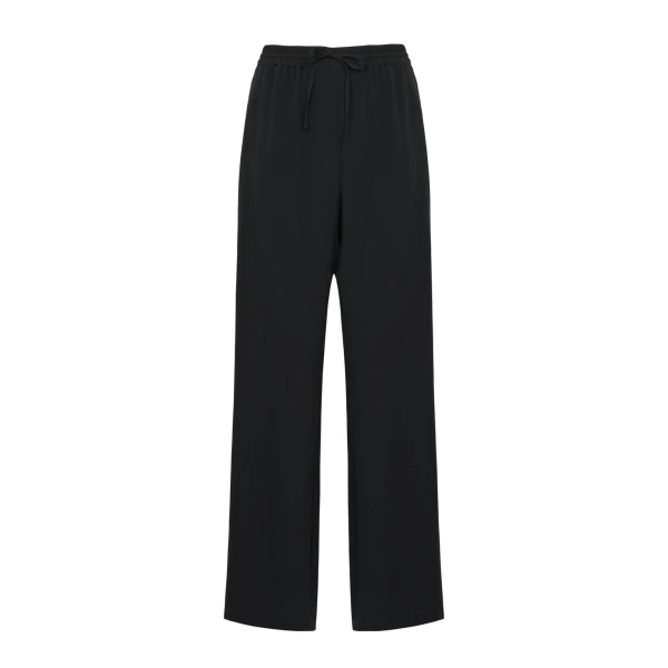 Yves Salomon Silk Crepe Palazzo Trousers in Black | Women | Coveti
