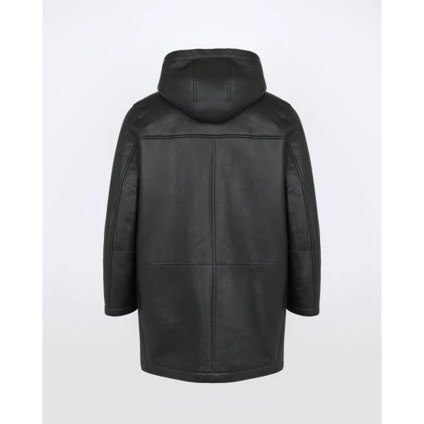 Yves Salomon Silky Straight-Wool Lambskin Shearling Hooded Coat in Black | Men's Coats | Coveti