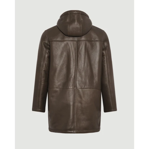 Yves Salomon Silky Straight-Wool Lambskin Shearling Hooded Coat in Brown | Men's Coats | Coveti