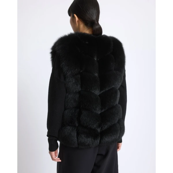 Yves Salomon Sleeveless Fox Fur Vest in Black | Vests | Coveti