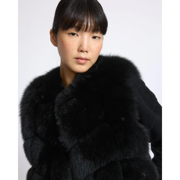 Yves Salomon Sleeveless Fox Fur Vest in Black | Vests | Coveti