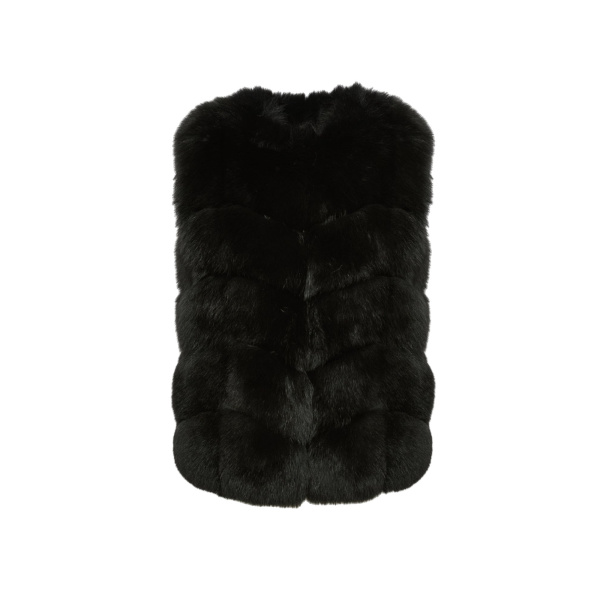 Yves Salomon Sleeveless Fox Fur Vest in Black | Women | Coveti