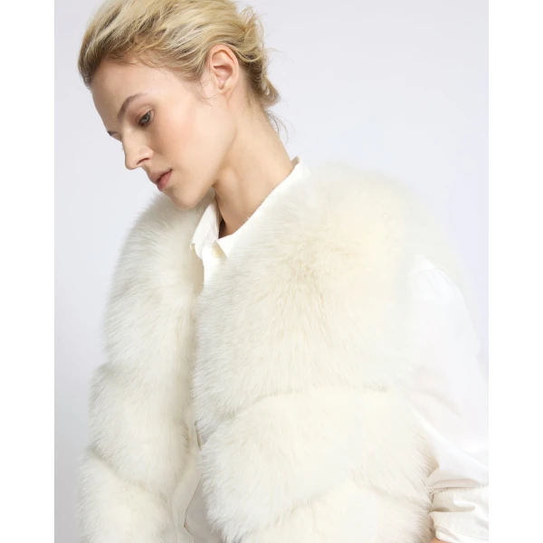 Yves Salomon Sleeveless Fox Fur Vest in White | Vests | Coveti