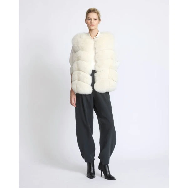 Yves Salomon Sleeveless Fox Fur Vest in White | Vests | Coveti