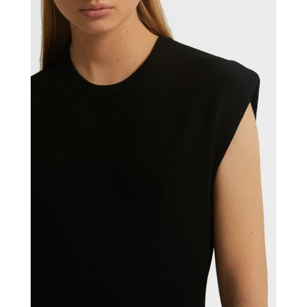 Yves Salomon Sleeveless Stretch Knit Mini Dress in Black | Mini Dresses | Coveti