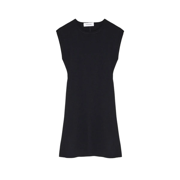 Yves Salomon Sleeveless Stretch Knit Mini Dress in Black | Women | Coveti